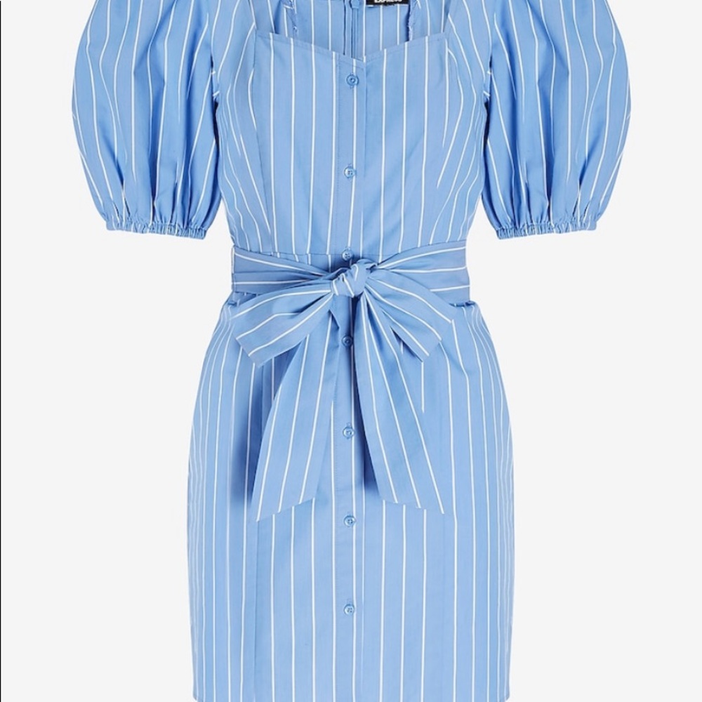 Blue & white pinstripe dress
